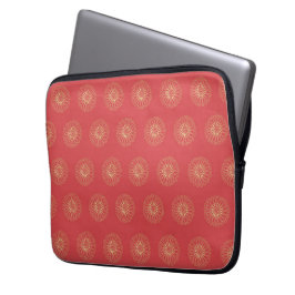 Pumpkin | Golden Zinnia Flower Medallions Laptop Fodral