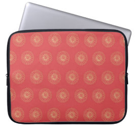 Pumpkin | Golden Zinnia Flower Medallions Laptop Fodral
