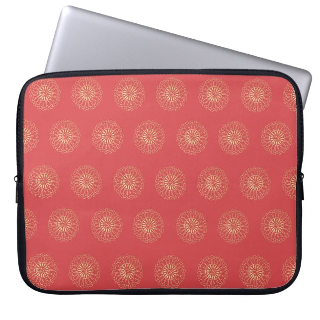 Pumpkin | Golden Zinnia Flower Medallions Laptop Fodral (Framsidan)