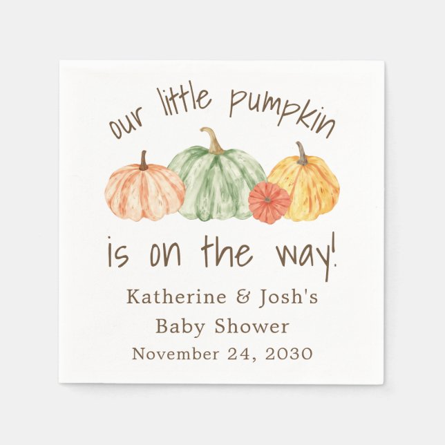 Pumpkin Gourd Autumn Baby Shower Pappersservett (Framsidan)