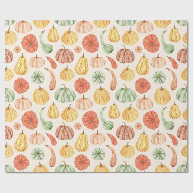 Pumpkin Gourd Autumn Baby Shower Presentpapper (Platt)