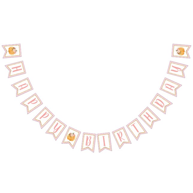 Pumpkin Grattis på födelsedagen Banner Girl - Rosa Vimplar (Alla)