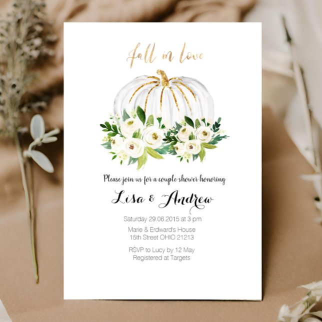 Pumpkin Greenery Fall i Kärlek Par Shower Inbjudningar (Skapare uppladdad)