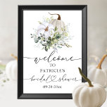 Pumpkin Greenery Fall Möhippa Välkommen Poster<br><div class="desc">Vackert grönt pumpande välkomsttecken för falltematisk möhippa. Enkel att anpassa med din information. Kontakta mig via chatta om du har frågor om teckningen eller behöver anpassa den. OBS! Kontakta Zazzle Customer Care direkt https://help.zazzle.com/hc/en-us/articles/221463567-How-Do-I-Contact-Zazzle-Customer-Support- om du behöver hjälp med beställningar,  frakt,  produktinformation osv.</div>