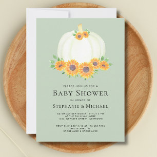 Pumpkin Grönt Par Baby Shower-inbjudan Inbjudningar