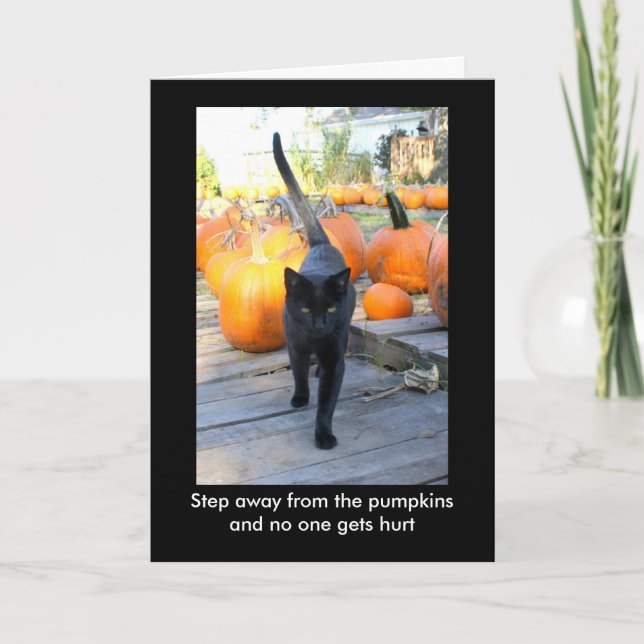 Pumpkin Guardian Cat Halloween Humor Kort (Framsida)