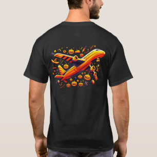 Pumpkin Halloween Aviation Airplane T-shirt