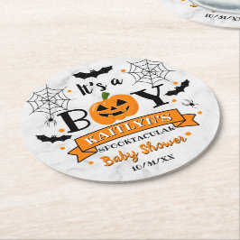 Pumpkin Halloween Baby Shower Underlägg Papper Rund