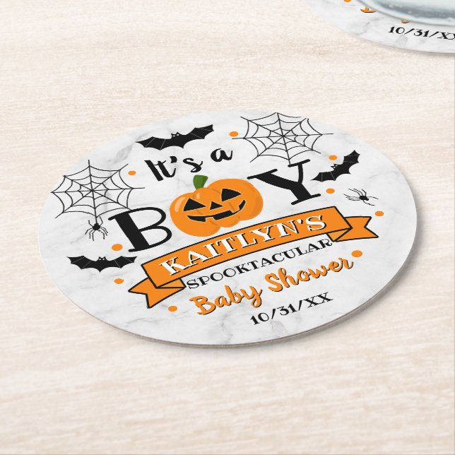 Pumpkin Halloween Baby Shower Underlägg Papper Rund (Vinklad)
