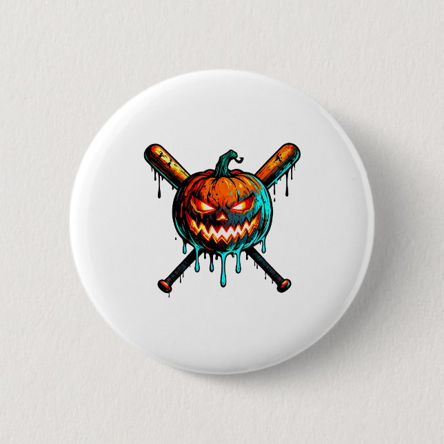 Pumpkin Halloween Baseball Ice Cream Drip Soky Boy Knapp (Framsida)
