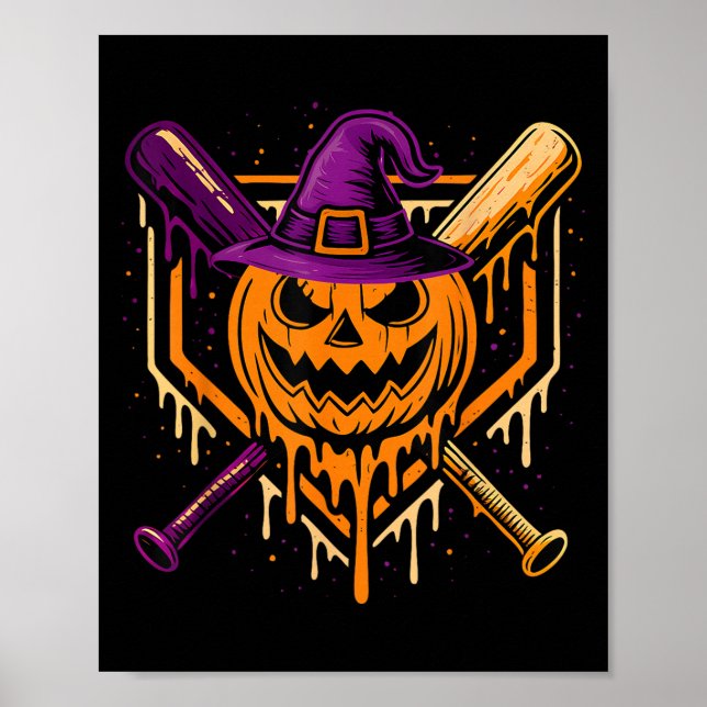 Pumpkin Halloween Baseball Ice Cream Drip Soky Boy Poster (Framsidan)
