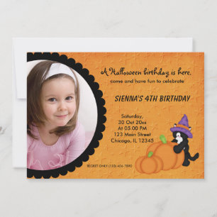 Pumpkin Halloween Birthday Inbjudningar