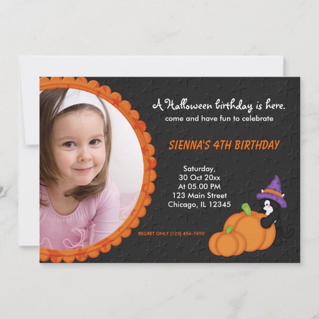 Pumpkin Halloween Birthday Inbjudningar (Framsida)