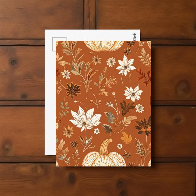 Pumpkin Halloween, Botanical Terracotta & Fall Vykort (Skapare uppladdad)