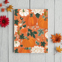 Pumpkin Halloween, botaniska Orangen Greenery Fall Vykort