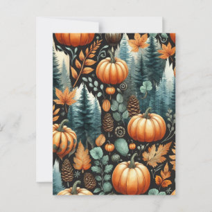 Pumpkin Halloween, botaniskt enery & Fall Vykort