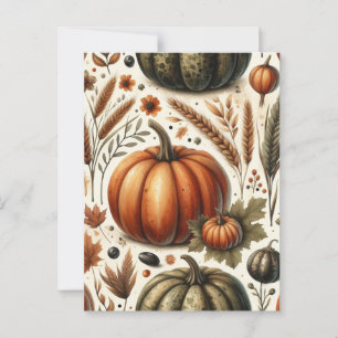 Pumpkin Halloween, botaniskt enery & Fall Vykort