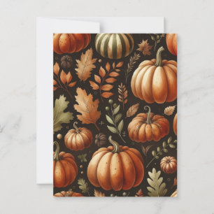 Pumpkin Halloween, botaniskt enery & Fall Vykort