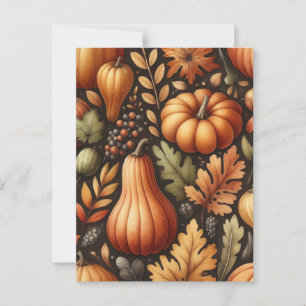 Pumpkin Halloween, botaniskt enery & Fall Vykort