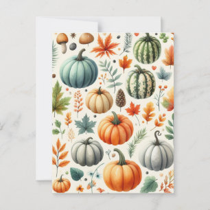 Pumpkin Halloween, botaniskt enery & Fall Vykort