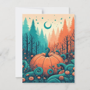 Pumpkin Halloween, botaniskt enery & Fall Vykort