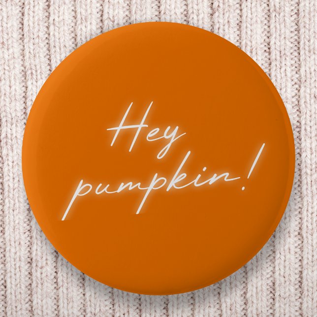 Pumpkin Halloween Burnt Orange Handskriftlig Knapp (Skapare uppladdad)