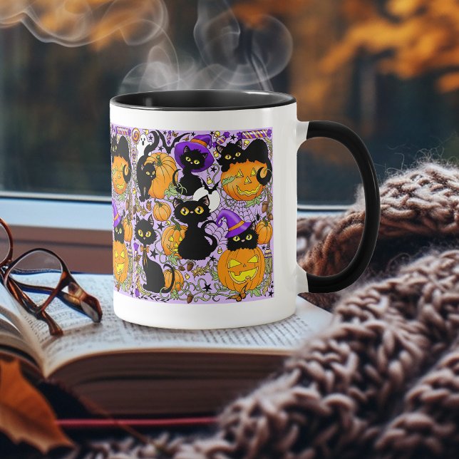 Pumpkin Halloween Candy Svarta katter Mugg (Skapare uppladdad)