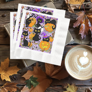 Pumpkin Halloween Candy Svarta katter Pappersservett