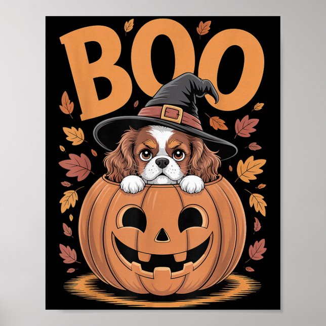 Pumpkin Halloween Cavalier King Charles Spaniel  Poster (Framsidan)