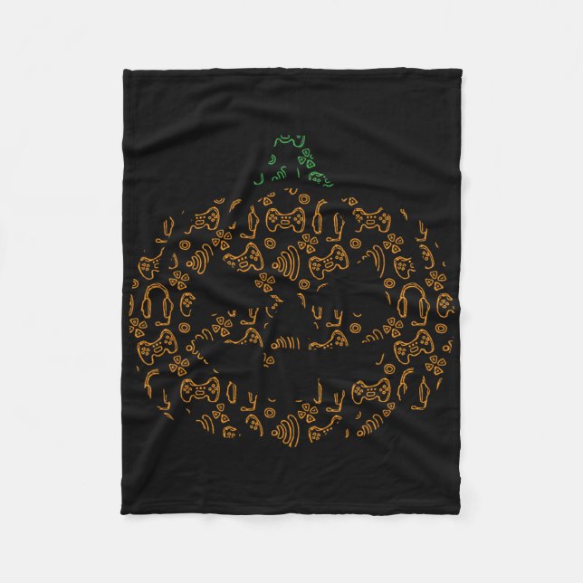 Pumpkin Halloween Costume Ga med videospelsstyrenh Fleecefilt (Framsidan)