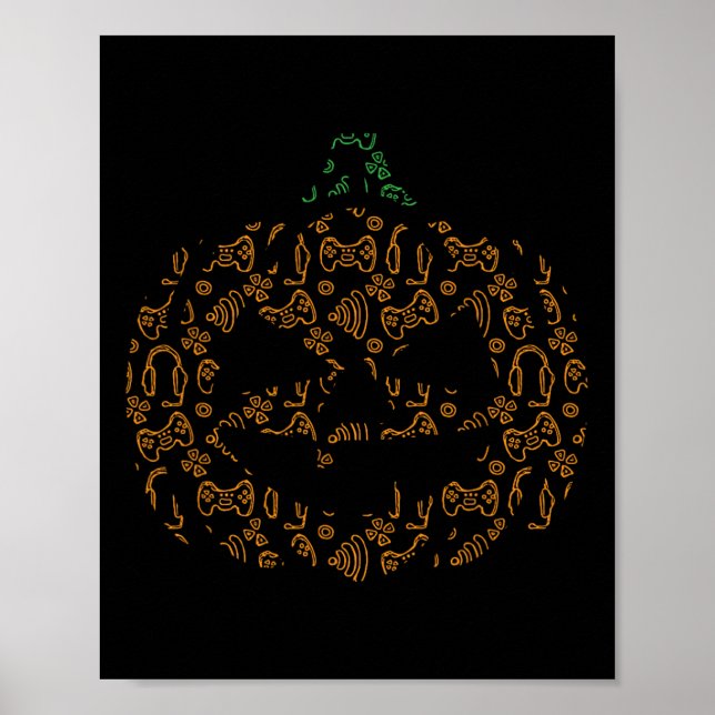Pumpkin Halloween Costume Ga med videospelsstyrenh Poster (Framsidan)