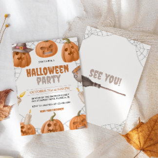 Pumpkin Halloween Costume Party Inbjudningar