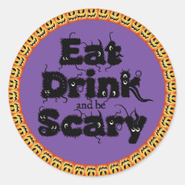 Pumpkin Halloween "eat, Drycker och läcker" Sticke Runt Klistermärke