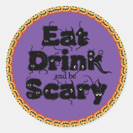 Pumpkin Halloween "eat, Drycker och läcker" Sticke Runt Klistermärke