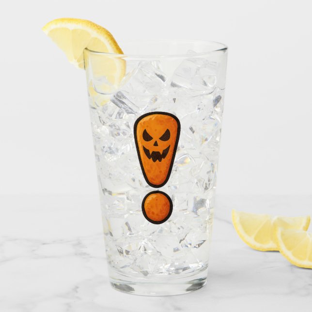 Pumpkin Halloween Exclamation Mark Glass Glaskopp (Framsida Ice)