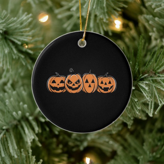 Pumpkin Halloween Fall Thanksgiving Gift Julgransprydnad Keramik (Träd)