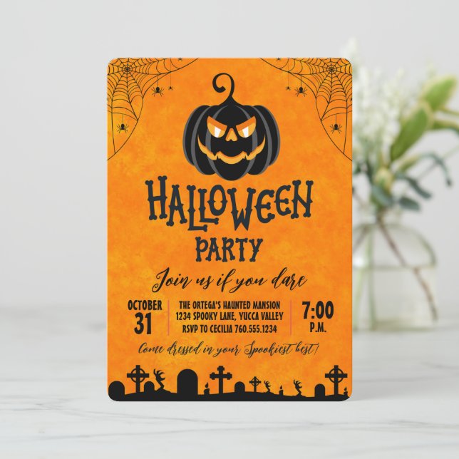 Pumpkin Halloween fest-inbjudan Inbjudningar (Stående Fram)