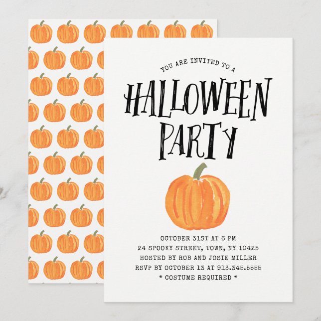 Pumpkin Halloween fest-inbjudan Inbjudningar (Fram/baksida)