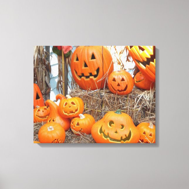 Pumpkin halloween jack o lantern orange pumpor canvastryck (Framsida)