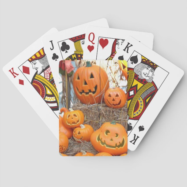 Pumpkin halloween jack o lantern orange pumpor casinokort (Baksidan)