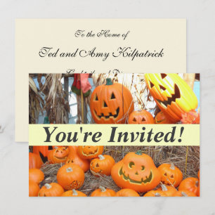 Pumpkin halloween jack o lantern orange pumpor inbjudningar