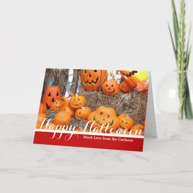 Pumpkin halloween jack o lantern orange pumpor kort (Framsida)