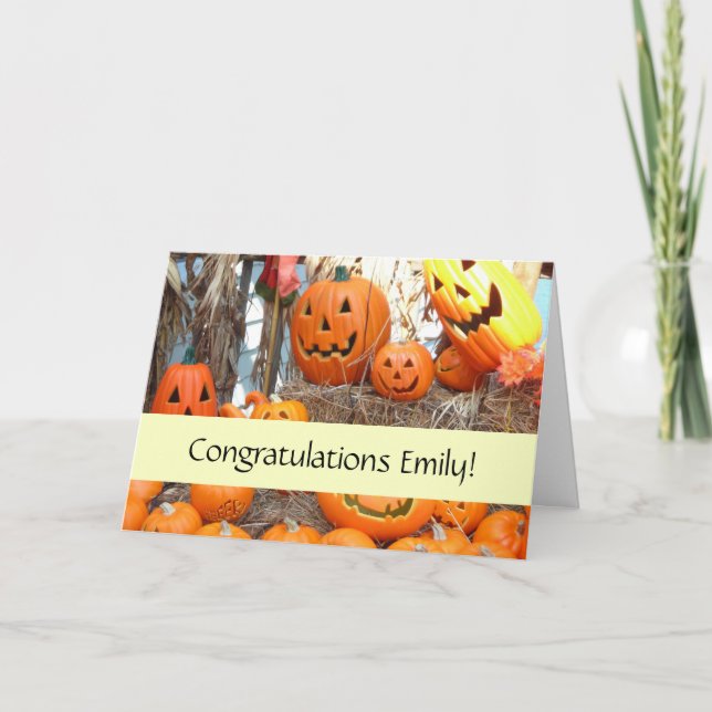 Pumpkin halloween jack o lantern orange pumpor kort (Framsida)