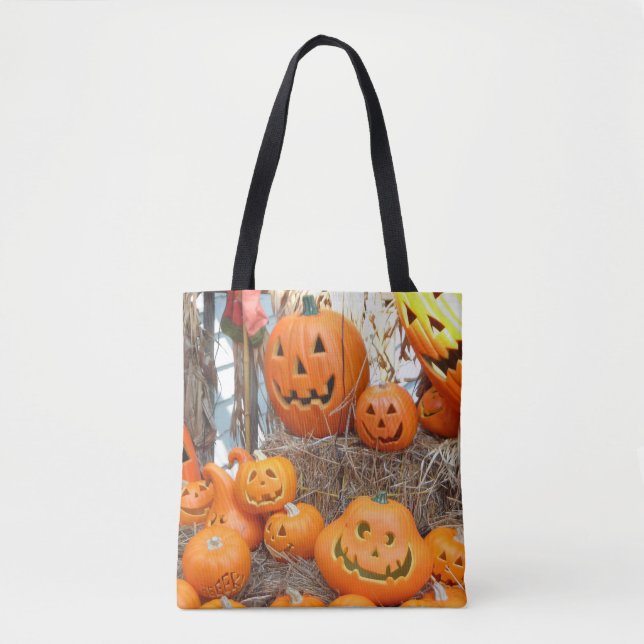 Pumpkin halloween jack o lantern orange pumpor tygkasse (Framsida)