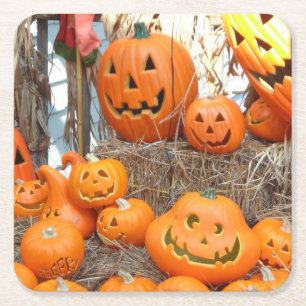 Pumpkin halloween jack o lantern orange pumpor underlägg papper kvadrat
