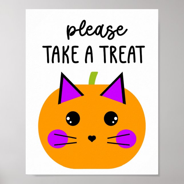 Pumpkin Halloween Katt ta ett läkemedel Poster (Framsidan)