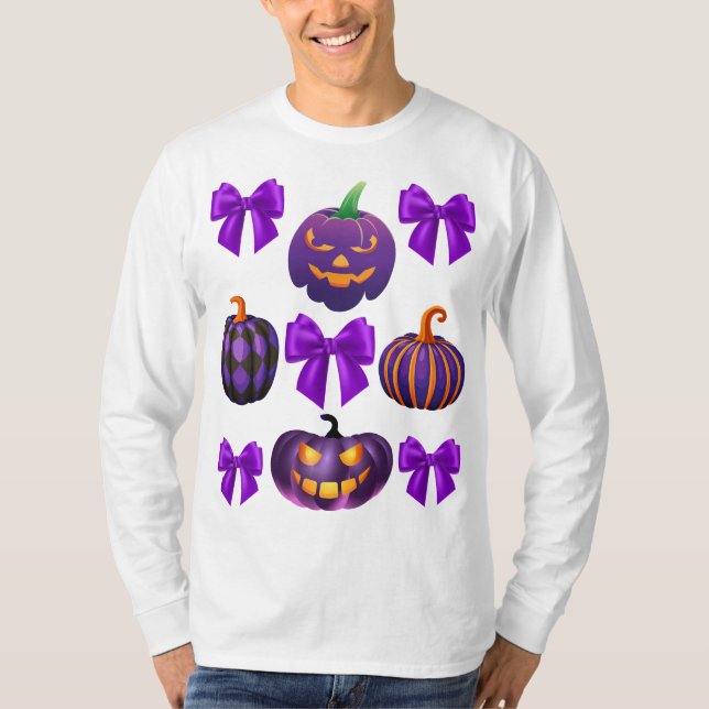 Pumpkin Halloween Lila croquette-roligt för armeri T Shirt (Framsida)
