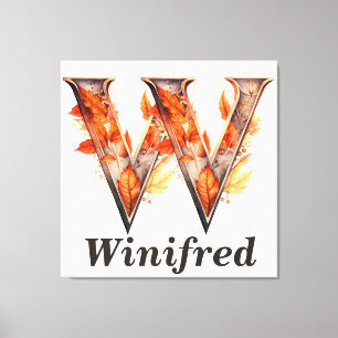 Pumpkin Halloween Namn Brev W Blommigt Monogram Canvastryck