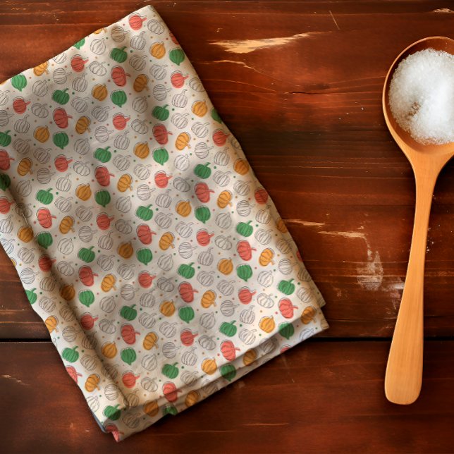 Pumpkin Halloween orange gult grönt Kökshandduk (Skapare uppladdad)