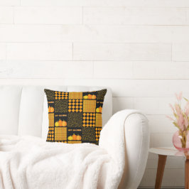Pumpkin Halloween Patchwork Mönster Kudde